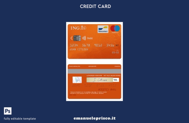 modello di carta di debito maestro della banca ING Belgio stile verificato